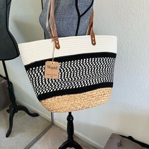 Magid Black and White Chevron Tote Bag